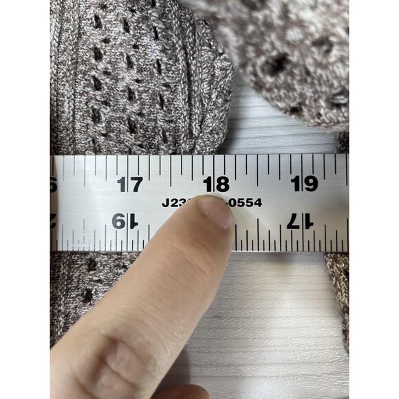 Express Sweater Womens Medium Taupe Open Knit 3/4 Sleeve High Low Hem Rayon - Picture 5 of 8